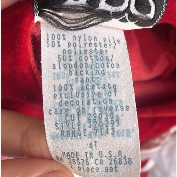 Adorable Vintage Jo Lene Girls Dress 4T Velvet Puff Sleeve USA Made Holiday - Picture 5 of 8